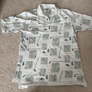 Men’s Golf Print Polo - Large - Britches Great Outdoors - EUC
